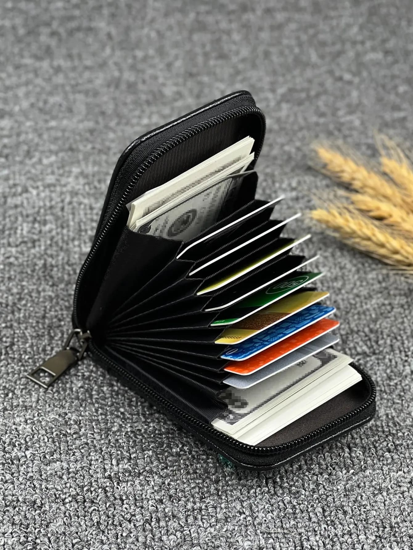 Portafoglio da uomo con cerniera multitarjeta - Porta carte compatto con scomparti multipli per carte e contanti - Porta carte elegante e pratico