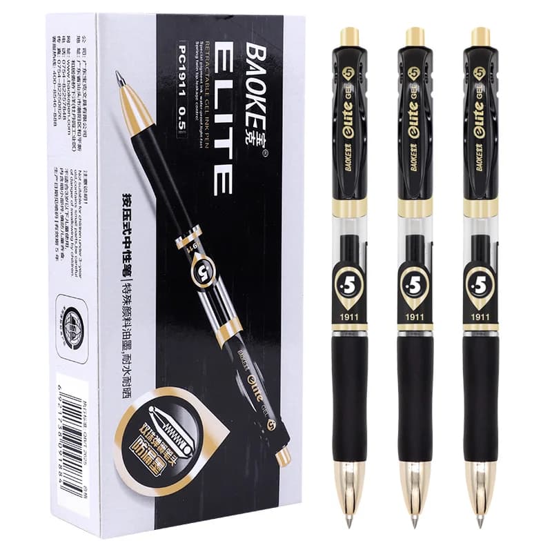 BAOKE Penna a inchiostro gel retrattile per ufficio da 0,5 mm/0,7 mm Inchiostro nero Inchiostro blu-nero Penna con impugnatura in gomma Scrittura liscia