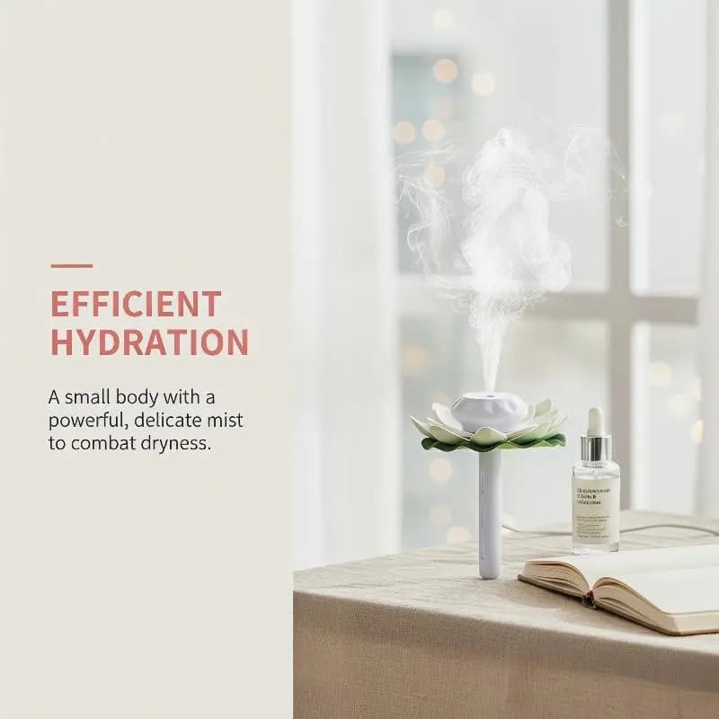 Lotus Shape Humidifier Stick With LED Lights Portable USB Mini Air Diffuser Car Purifier Aroma Anion Mist Maker For Home Office