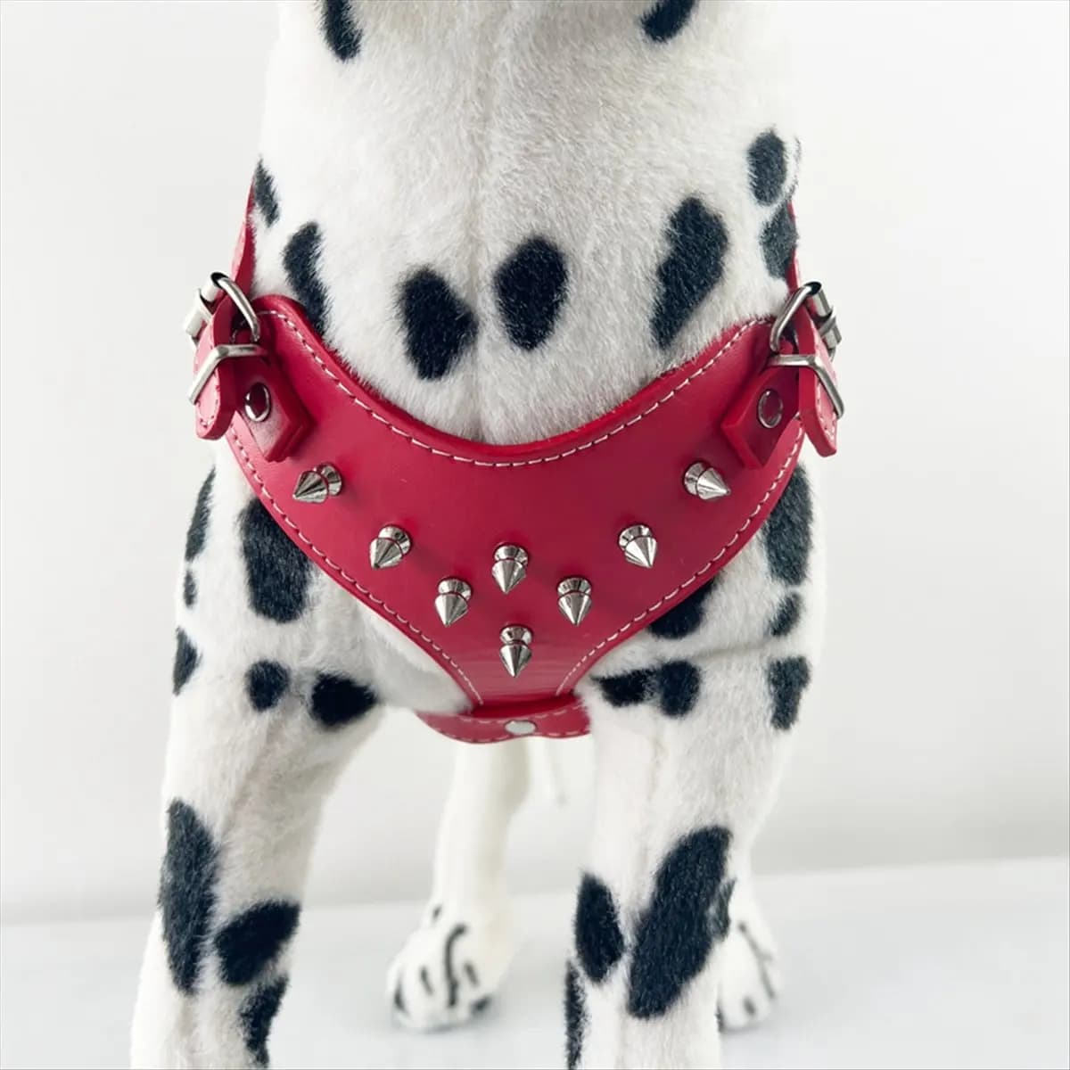 Gilet con imbracatura per cuccioli in pelle con borchie a spillo per razze piccole Pink-A51M