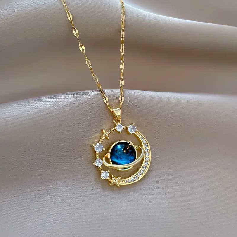 Collane da Donna Delicate e Bellissime con Ciondolo a Stella e Zirconia Micro-Incastonata, Pendenti di Lusso