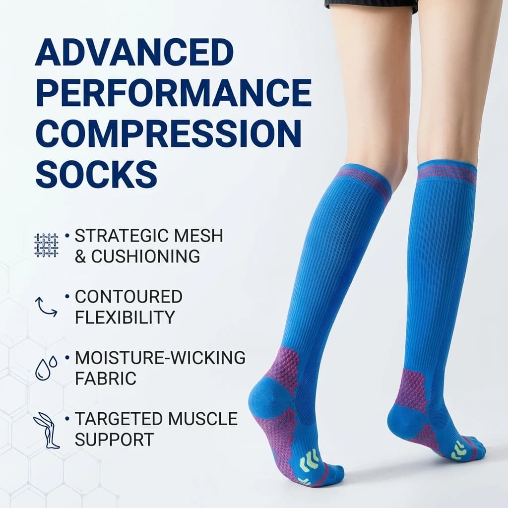 Women's Long Tube Sport Socks for Fitness Running Rope Jumping Elastic Leg Slimming Pressure Socks Breathable Sweat Absorbent An