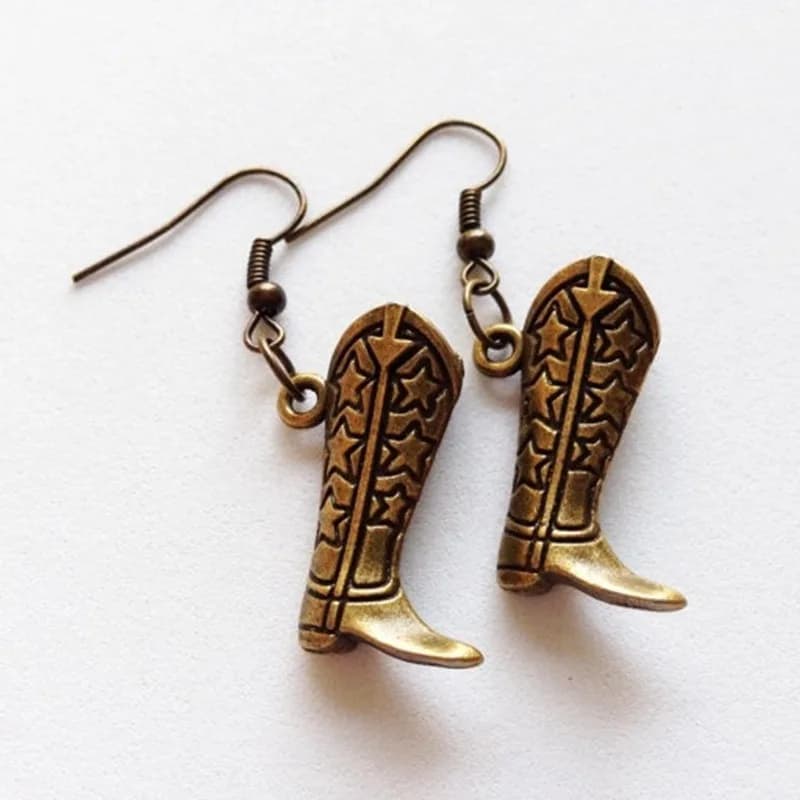 Y2K punk western cowboy boots earrings retro metal earrings trendy cool personality earrings women's models