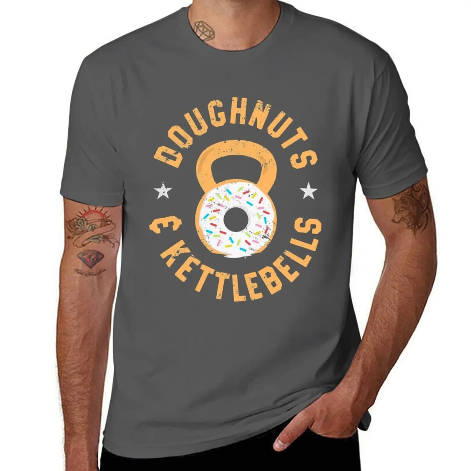 Divertente maglietta Donut Kettlebell, casual, a maniche corte, da festival