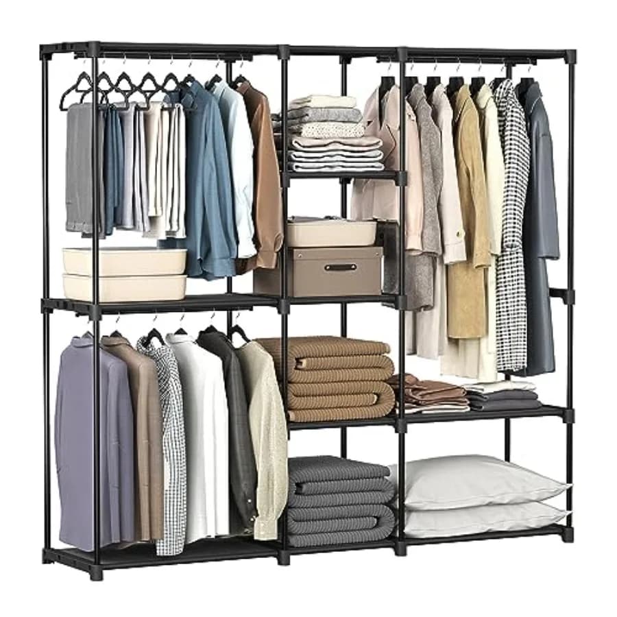 Armadio Portatile Autoportante con Ripiani e Aste Appendiabiti, Organizer for Guardaroba and Bedroom 71