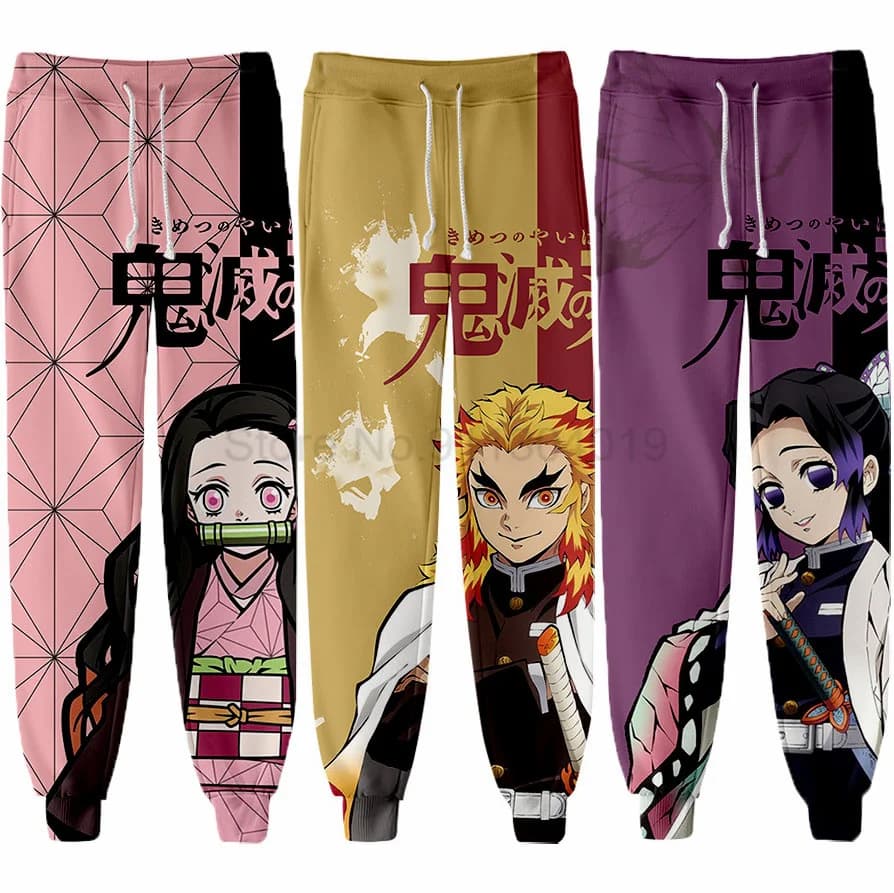 Kimetsu No Yaiba Tomioka Giyuu boys girls long pants Demon Slayer men's trousers Anime Cartoon Casual Sportswear Pants