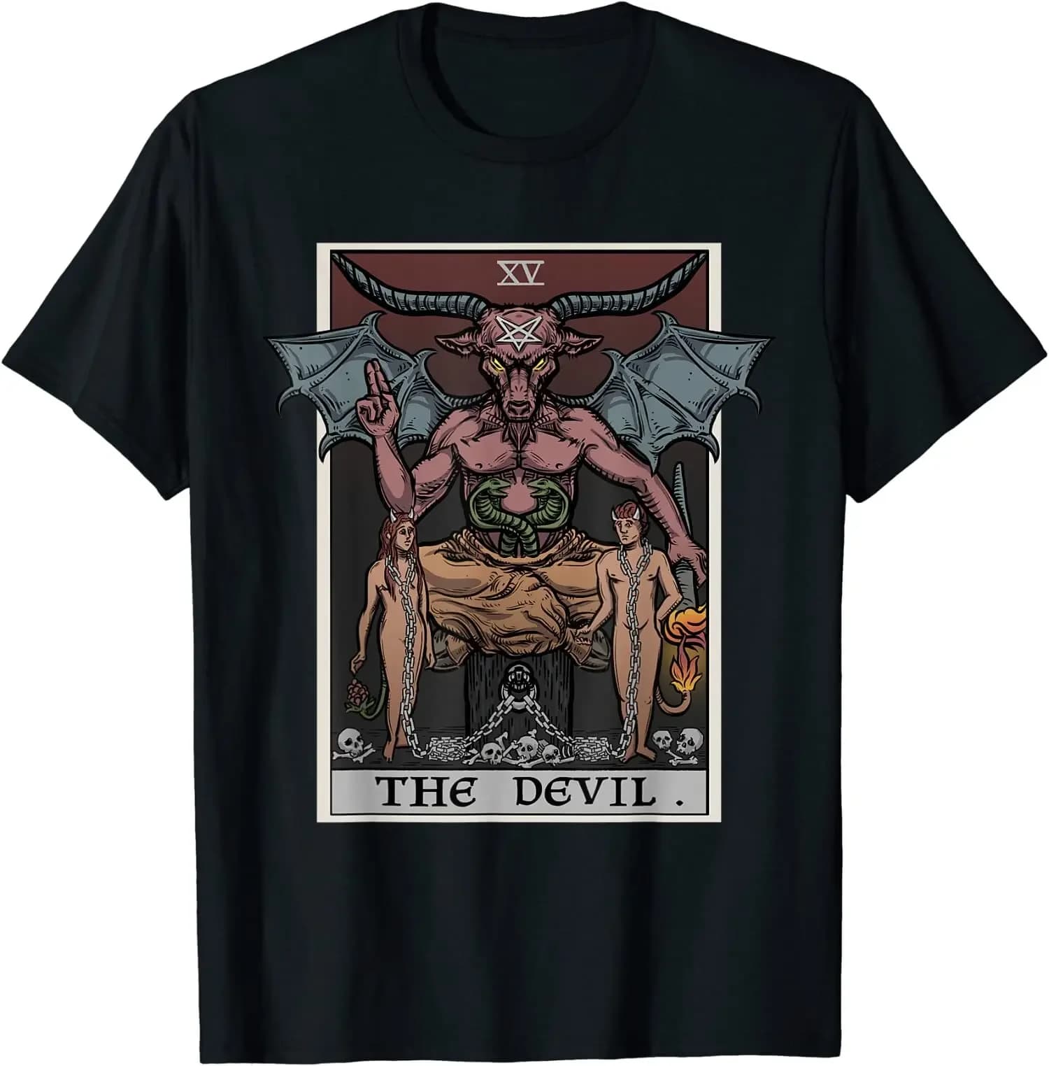 Nuova maglietta limitata The Devil Tarot Card Gothic Witch Occult