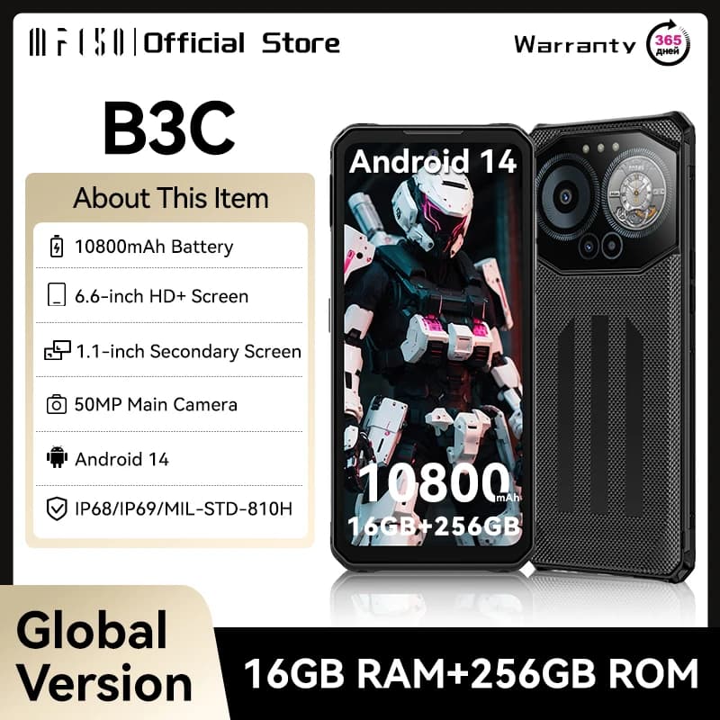 IIIF150 B3C Smartphone robusto Doppio display 16GB 256GB 50MP Fotocamera 10800mAh Android 14 Telefono robusto ultrasottile Versione globale