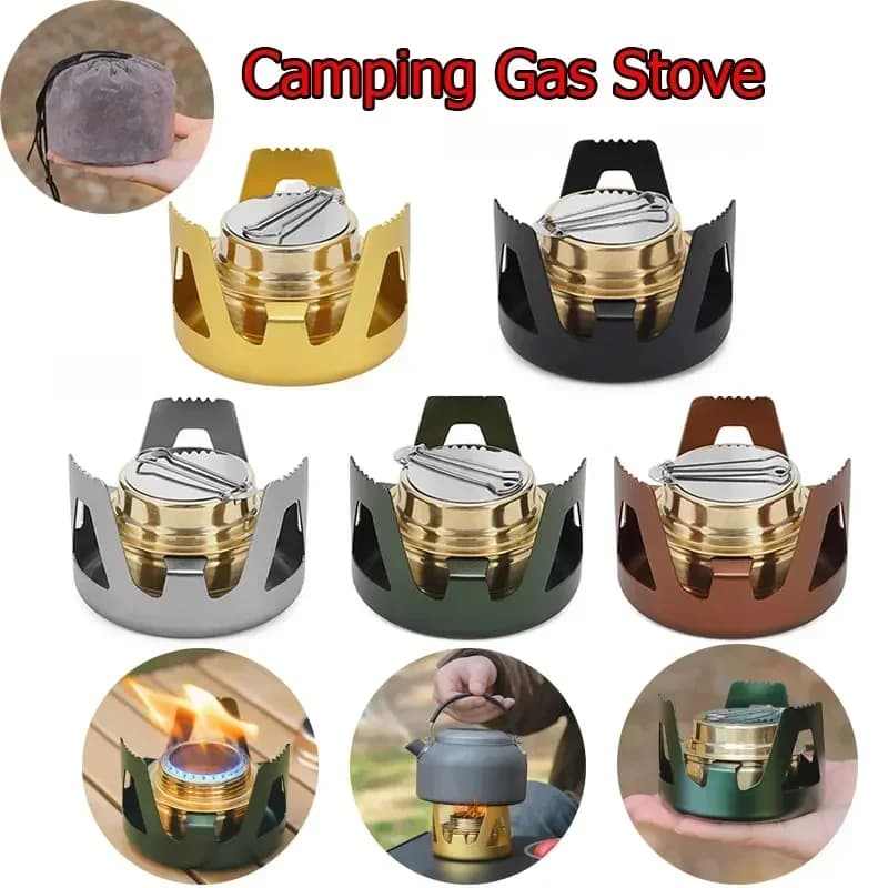 1 Piece Portable Mini Alcohol with Adjustable Flame, Aluminum Alloy Support, Ultralight Brass Stove for Hiking and Camping