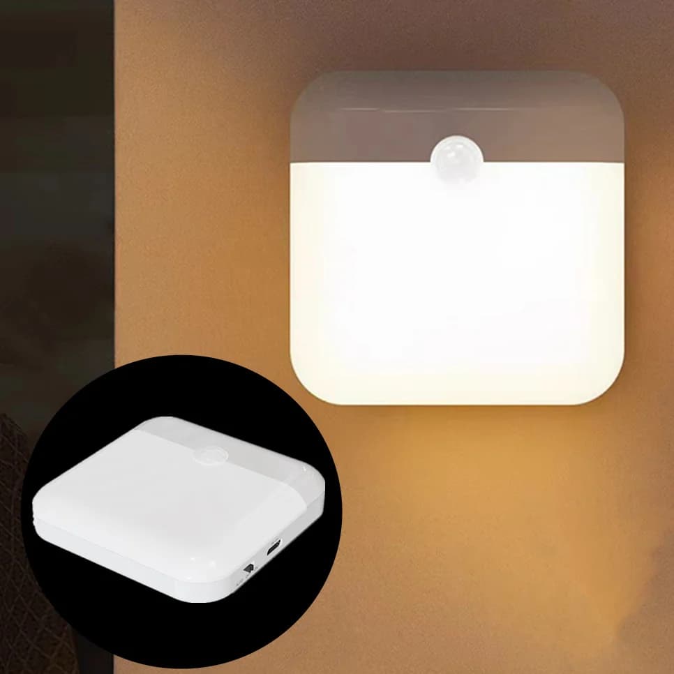 LED Night Light with PIR Motion Sensor USB Rechargeable with Switch Night Lamp for Bedroom Kitchen Wardrobe Wireless Light for Guardaroba