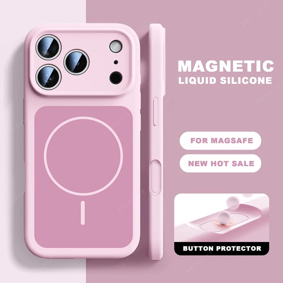 New official liquid silicone magnetic phone case for iPhone 17 Air 14 15 16 Plus 15 14 13 16 17 Pro Max Magsafe Protective Cover