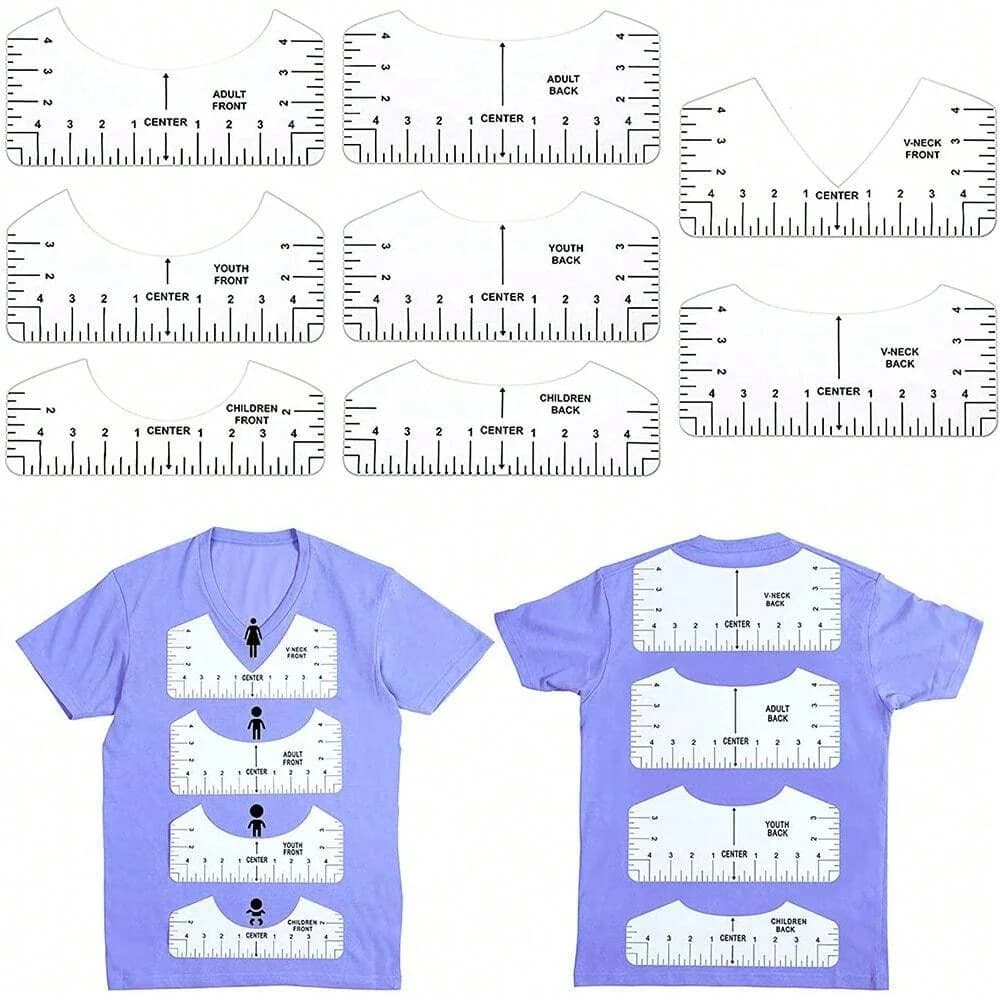 4/8 Pz/set T-Shirt Rotonda Strumenti di Misurazione del Collo Righelli di Allineamento in PVC Per La Guida di Design Vestiti Dimensioni Accessori per Cucire Fatti a Mano