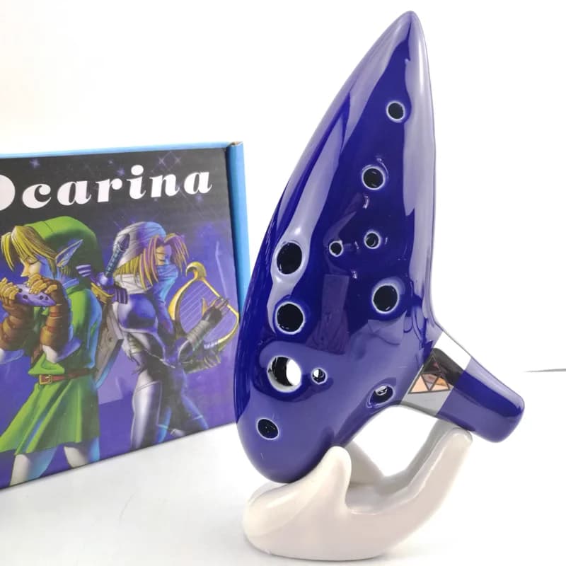 La leggenda di Zelda Ocarina del tempo 12 fori ceramica Alto C Ocarina Flauto blu ispirato tempo strumento musicale regali collana