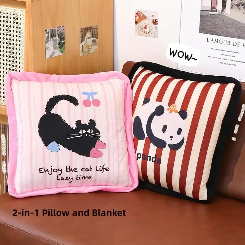 Cuscino Panda Due-in-Uno, Cuscino per Pisolino in Ufficio, Supporto Lombare per Auto e Viaggio, in Cotone, Stile Moderno e Semplice, Decorazione per la Casa