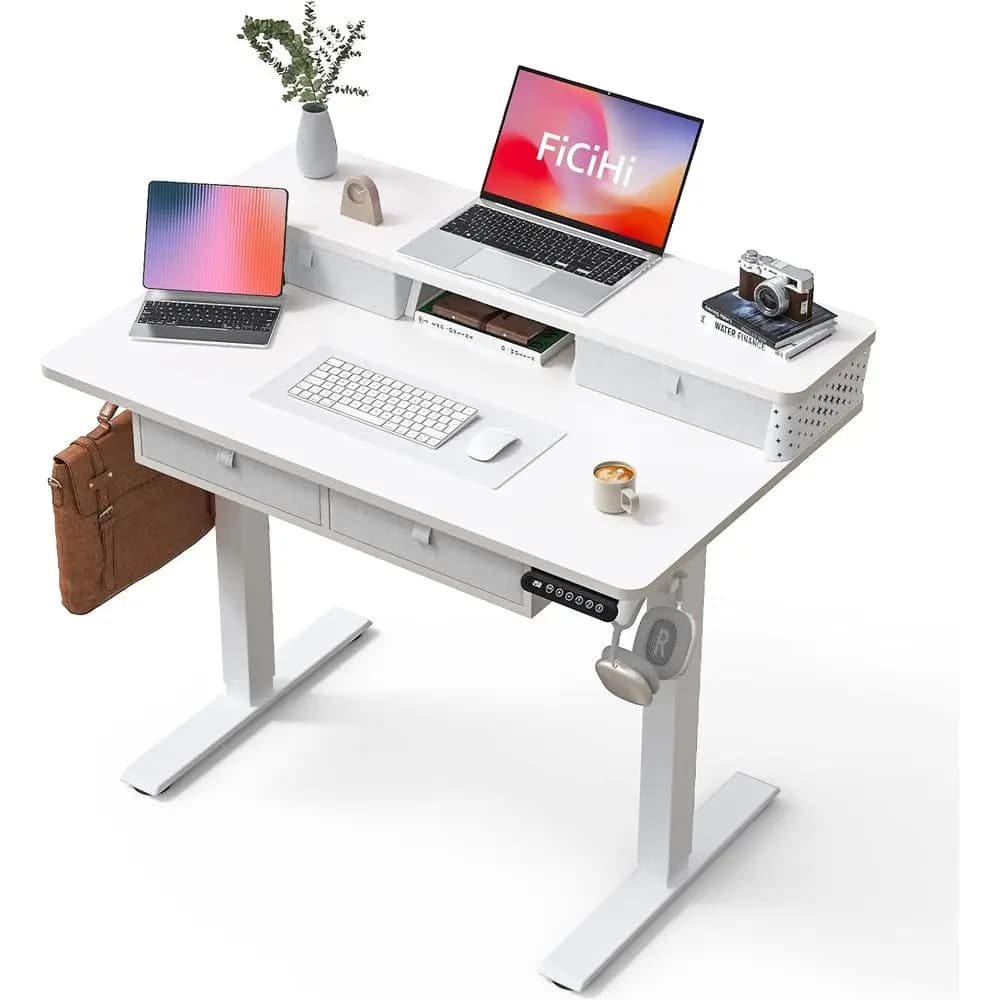 Scrivania Elettrica Regolabile in Altezza con il nostro sistema Ders, Scrivania Sit-Stand da 40 x 24 Pollici, Compatibile con C-Clamp, Scrivania per Ufficio Domestico con Spazio di Archiviazione