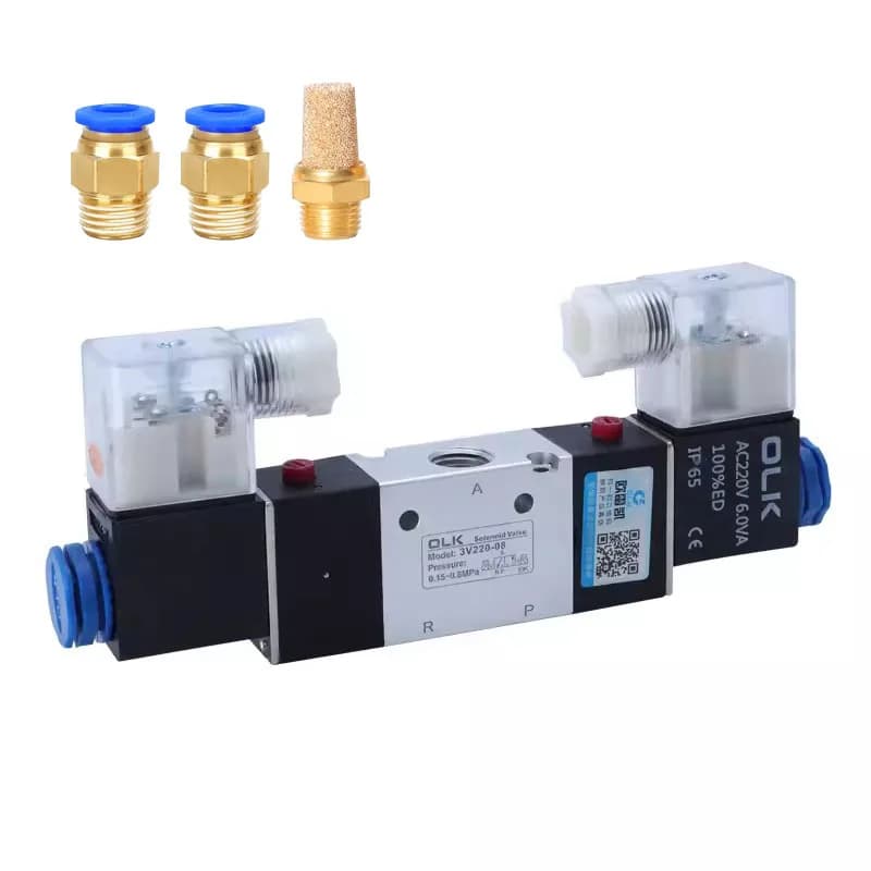 3V220-06 3V220-08 Elettrovalvola pneumatica 3/2 vie AC220V DC24V AC110V AC12V DC12V Valvole elettromagnetiche normalmente chiuse
