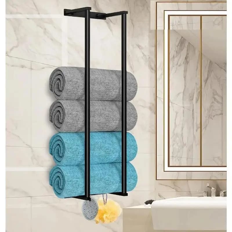 Portasciugamani da bagno per asciugamani arrotolati Portasciugamani da parete per l'organizzazione del bagno Portasciugamani in acciaio inossidabile