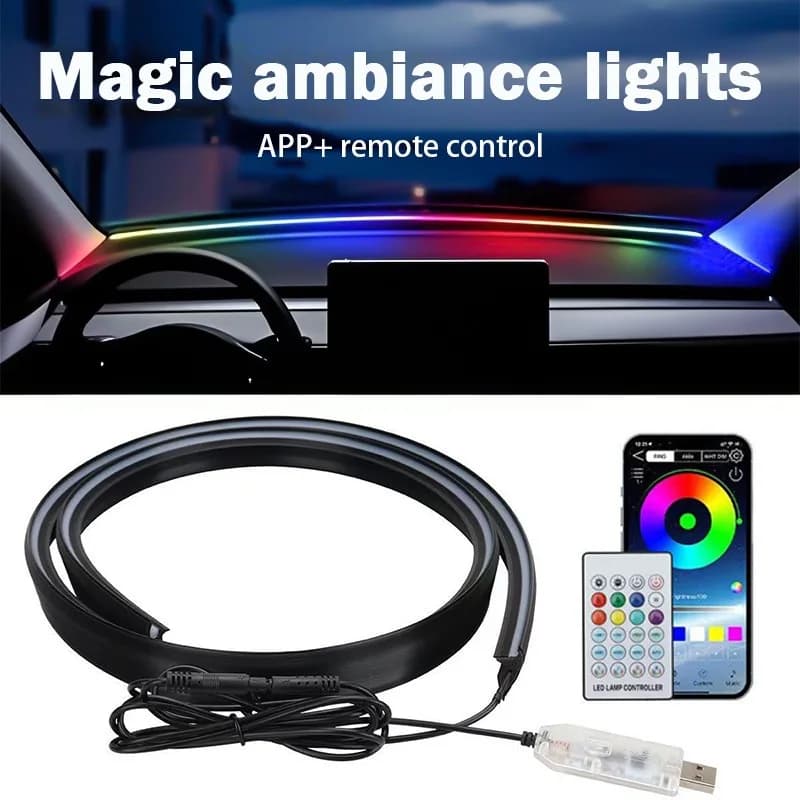 Console Strumenti Phantom a Flusso Continuo con LED per Interni Auto, Controllo Centrale, USB Sigillato e Vetro Frontale Circondato