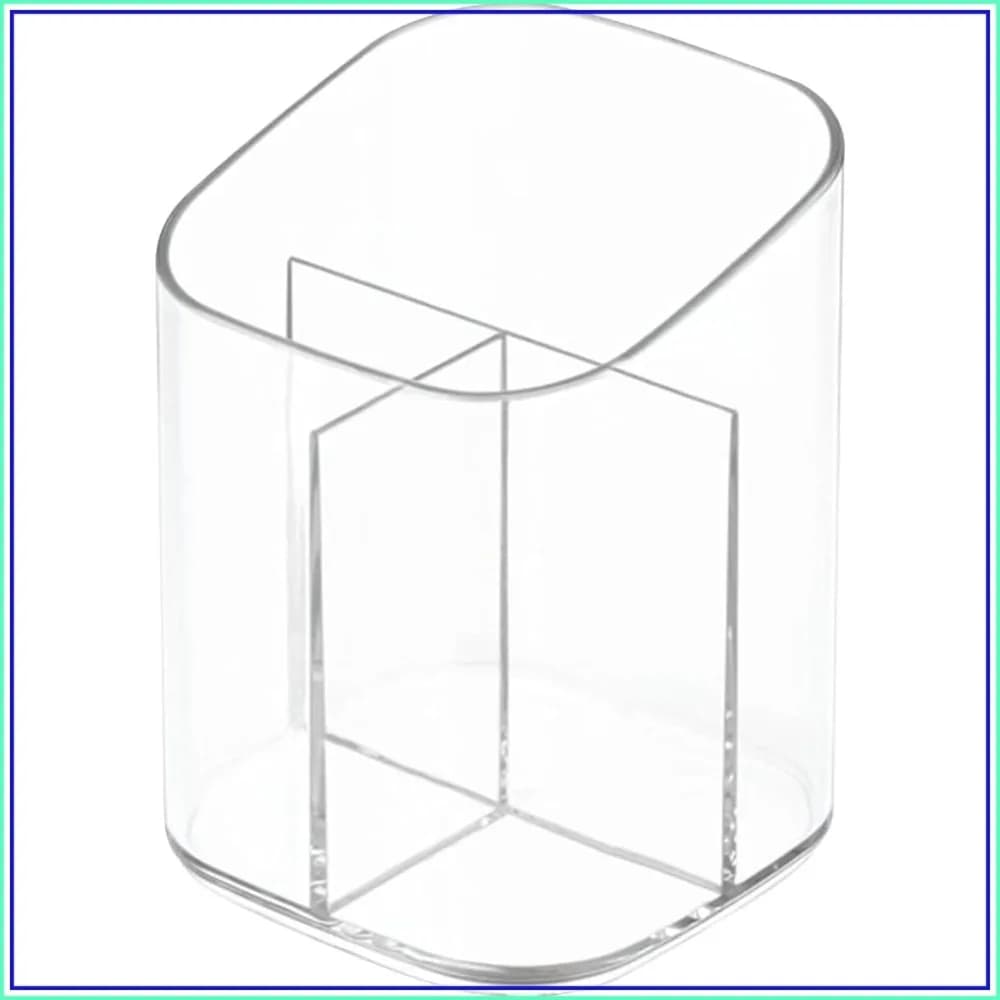 Acrylic Clear 3 Slots Pencil Pen Holder for Desk, Desktop Makeup Brush Storage Organizer, Pen Cup Stand for Office School Home