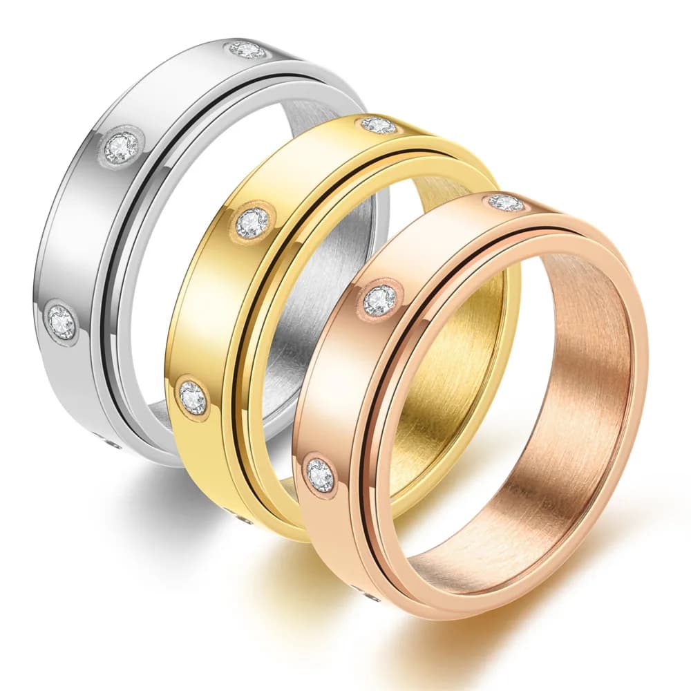 Anello antistress in acciaio inossidabile per coppie Anti-ansia Fidget Spinner Design Accessorio anxiolitico per articolazioni fresche
