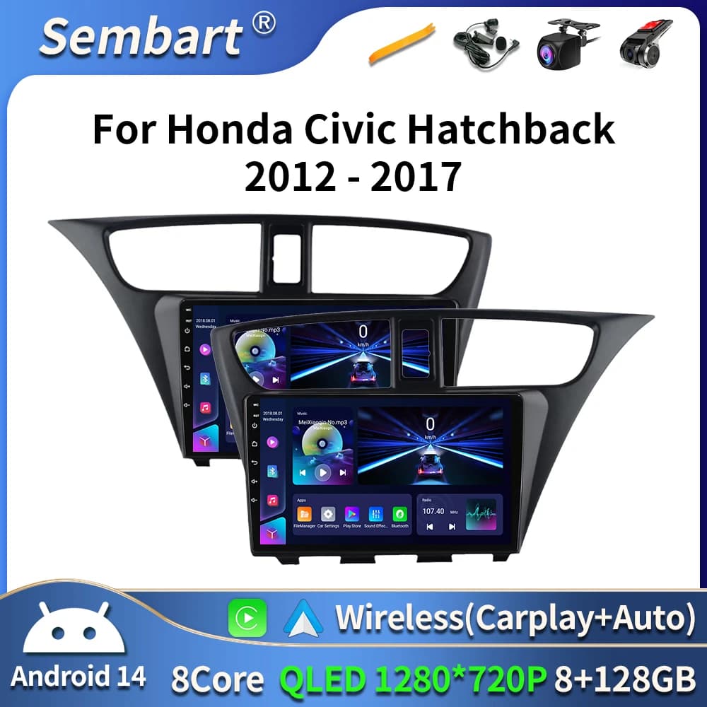 Android 16 Carplay Autoradio Per Honda CIVIC Hatchback 2012 2013 2014 2015 2016 2017 Lettore Multimediale di Navigazione GPS Stereo