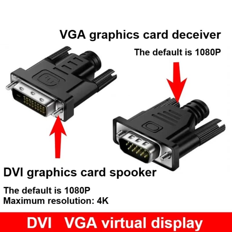 VGA DVI DP Adattatore display virtuale Spina fittizia EDID Emulatore fantasma senza testa Adattatore monitor piastra di bloccaggio per scheda video DDC EDID