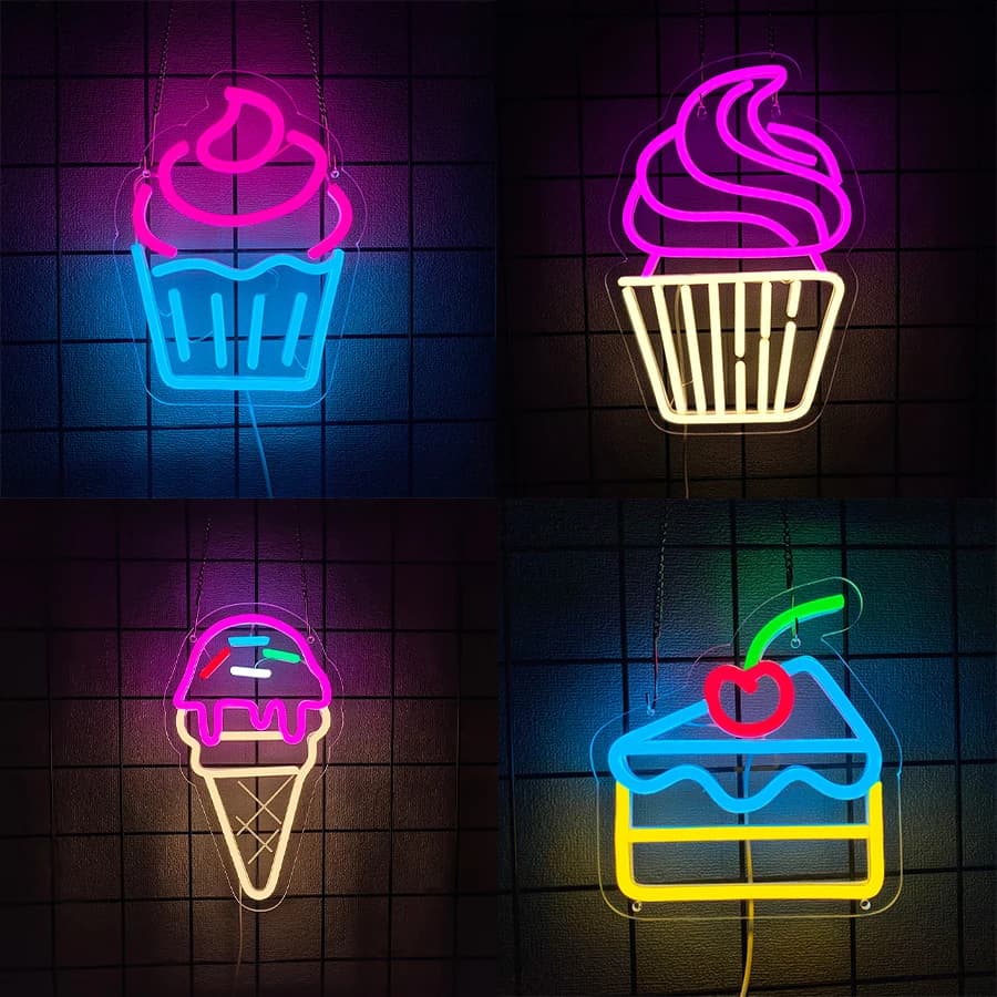 Insegna al neon serie Dessert per decorazione da parete, insegna luminosa per decorazione di pasticcerie, negozi di dolci, negozi alimentari, gelaterie, ristoranti, feste