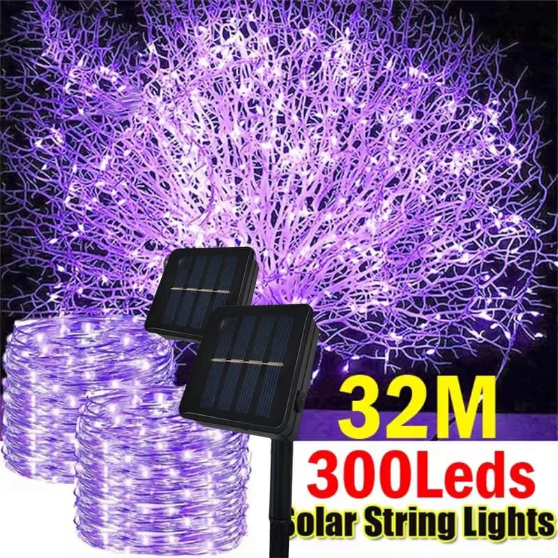 Luce solare esterna della stringa 300/200/100/50 LED Fata Ghirlanda 8 Modalità Giardino Cortile Albero Festa di Natale Lampada impermeabile in filo di rame