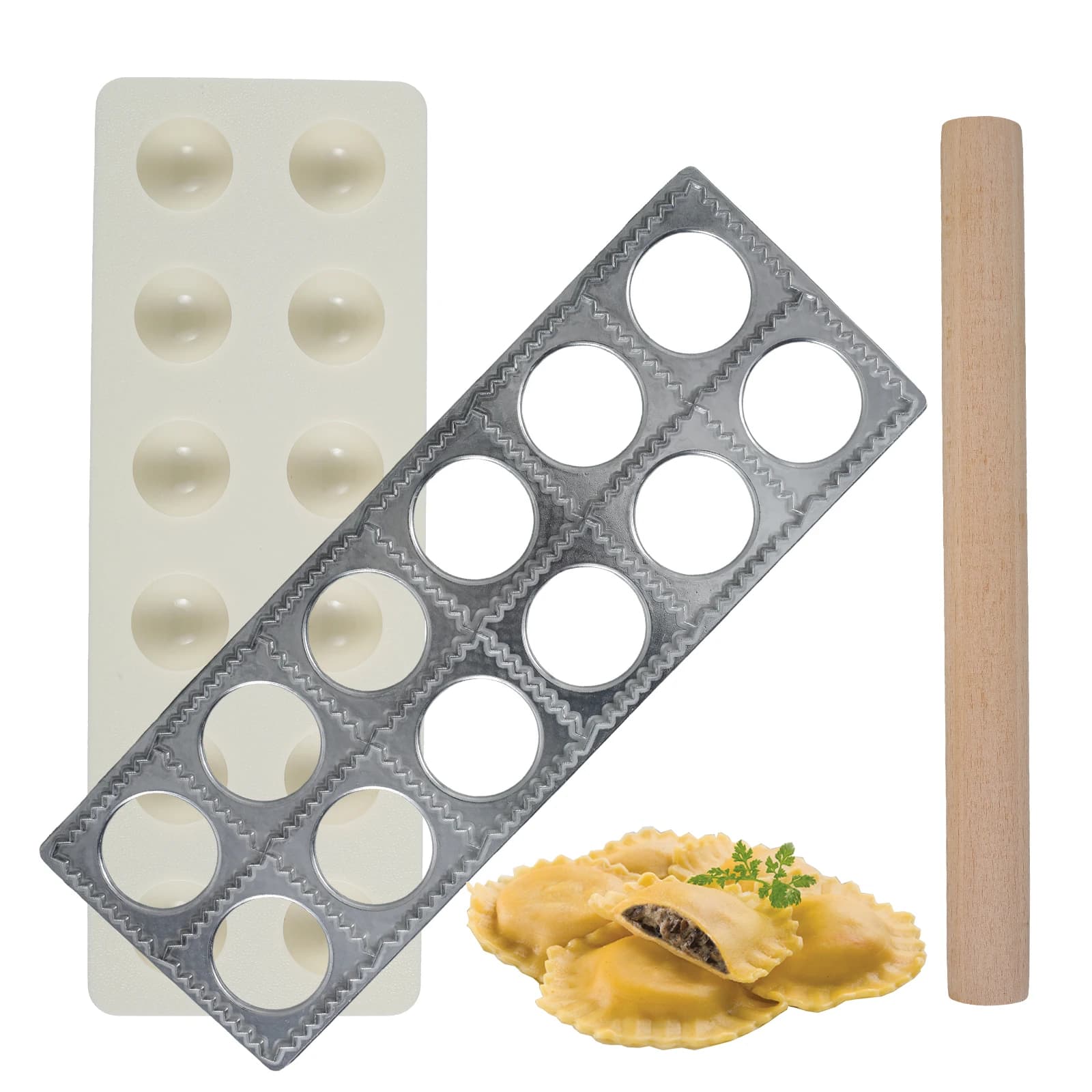 Ravioli in lega di alluminio Maker 12 fori pressa per gnocchi vassoio per stampi fatto a mano italia macchina utensile per gnocchi con utensile da cucina con mattarello