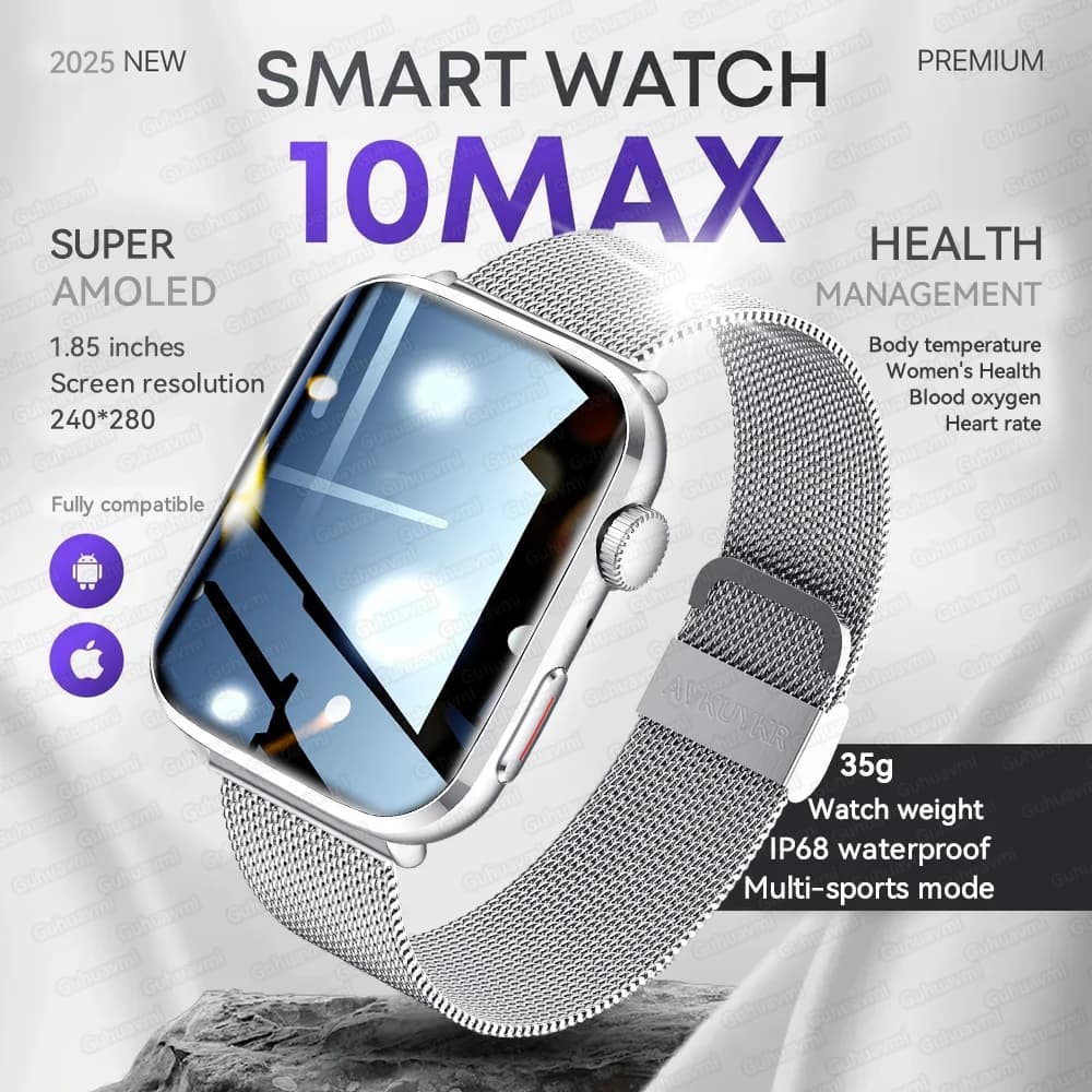 Smartwatch originale serie Ultra con cardiofrequenzimetro, termometro, monitor della salute, NFC, chiamate Bluetooth, per GUHUAVMI IOS, uomo e donna