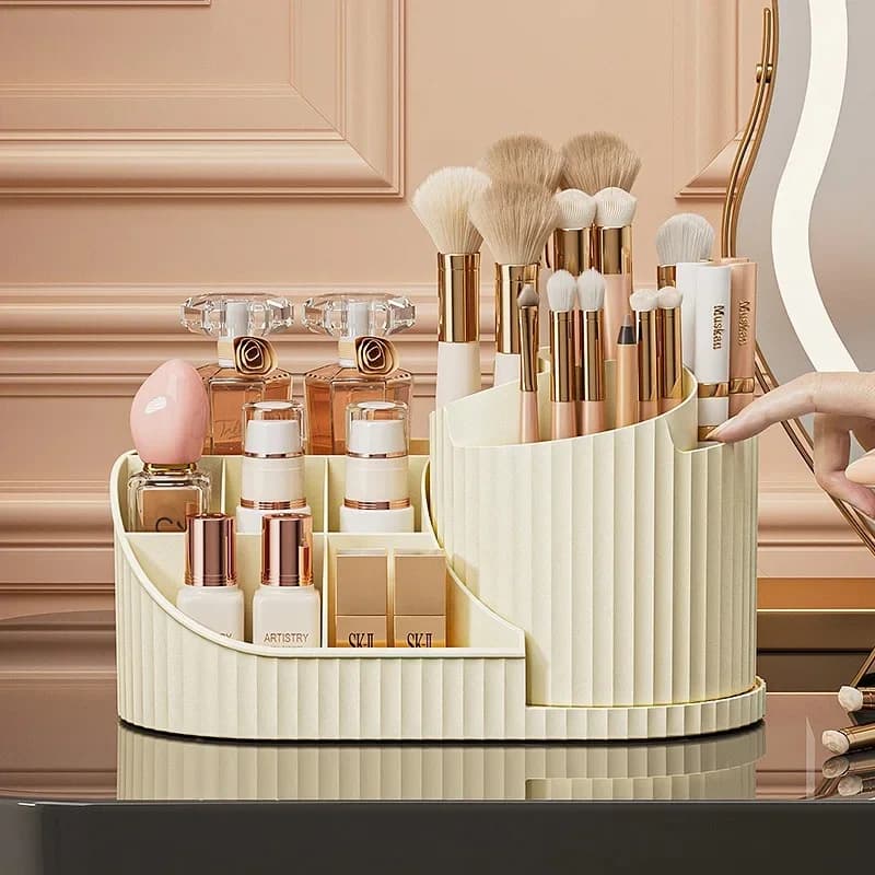 360 Degree Rotatable Cosmetic Organizer Large Capacity Desktop Makeup Brush Lipstick Storage Display Rack For Bedroom Vanity