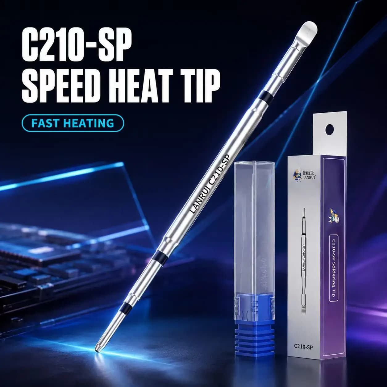 LANRUI T03 C210-SP Speed Heating Double-Ended Soldering Iron Tip for FPC IC Chip Mobile Phone Logic Board Repair Tool