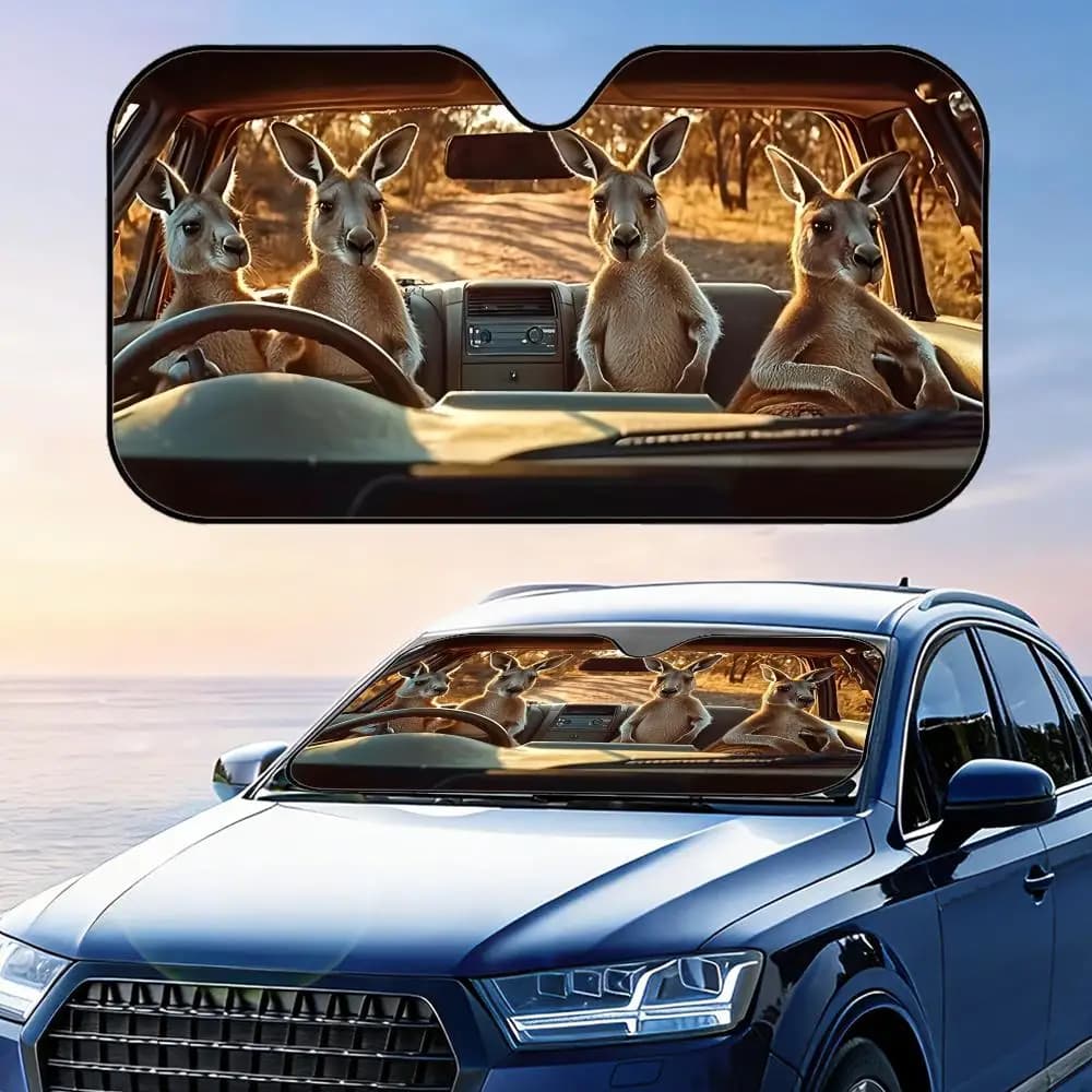 Parasole Pieghevole Universale per Auto Kangaroos, Protezione UV e Isolamento Termico per Parabrezza