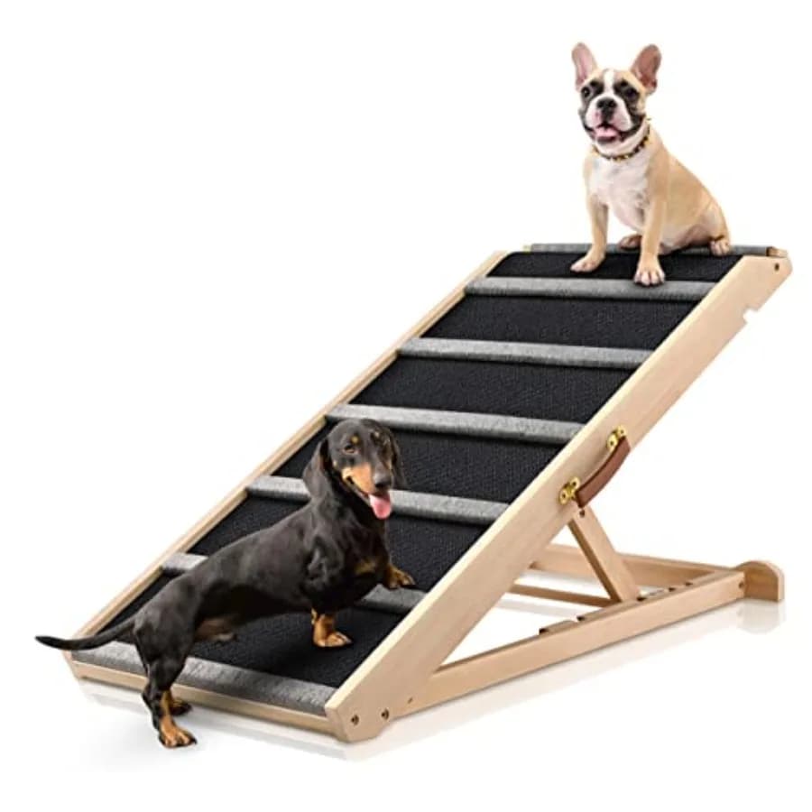 Rampa per Cani Extra Larga 17'', Superficie in Gomma Antiscivolo, Nera, Ottima Trazione, Design Pieghevole Regolabile per Cani Piccoli e Grandi