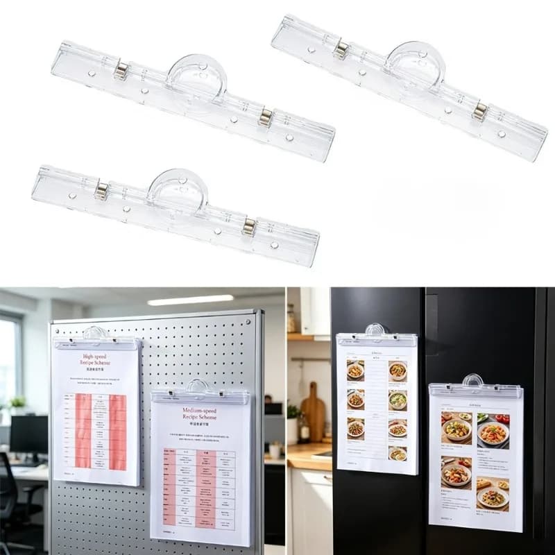 1pc A4 File Clip,Acrylic Transparent Clip with Magnetic Function,Menu Holder,Office Supplies Folder,Moisture-Proof Sealing Clip