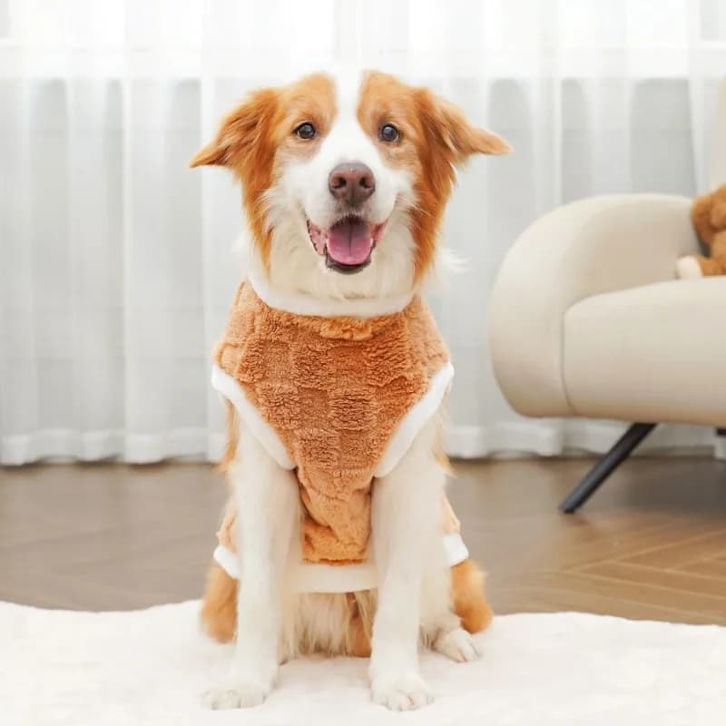 Giacca Spessa in Peluche con Cappuccio – Maglione per Cani Autunno/Inverno con Foro per Guinzaglio, Cappotto, Felpa, Pullover, Gilet per Cuccioli e Animali Domestici