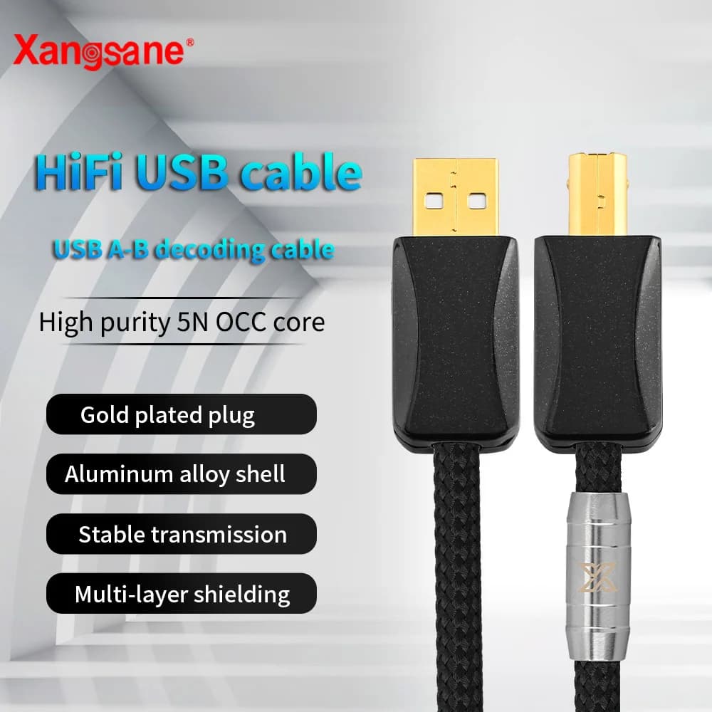 Xangskin hifi USB otg cable USB a a b tipo c cable 5N OCC lighting to USB B audio cable decoder DAC sound card A-B schermatura