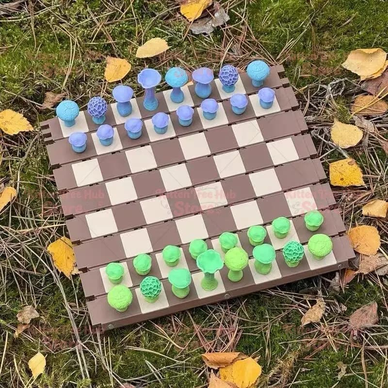 Magnetic Forest Mushrooms Chess Set Forest Chess Wooden Board Set Botany Board Game