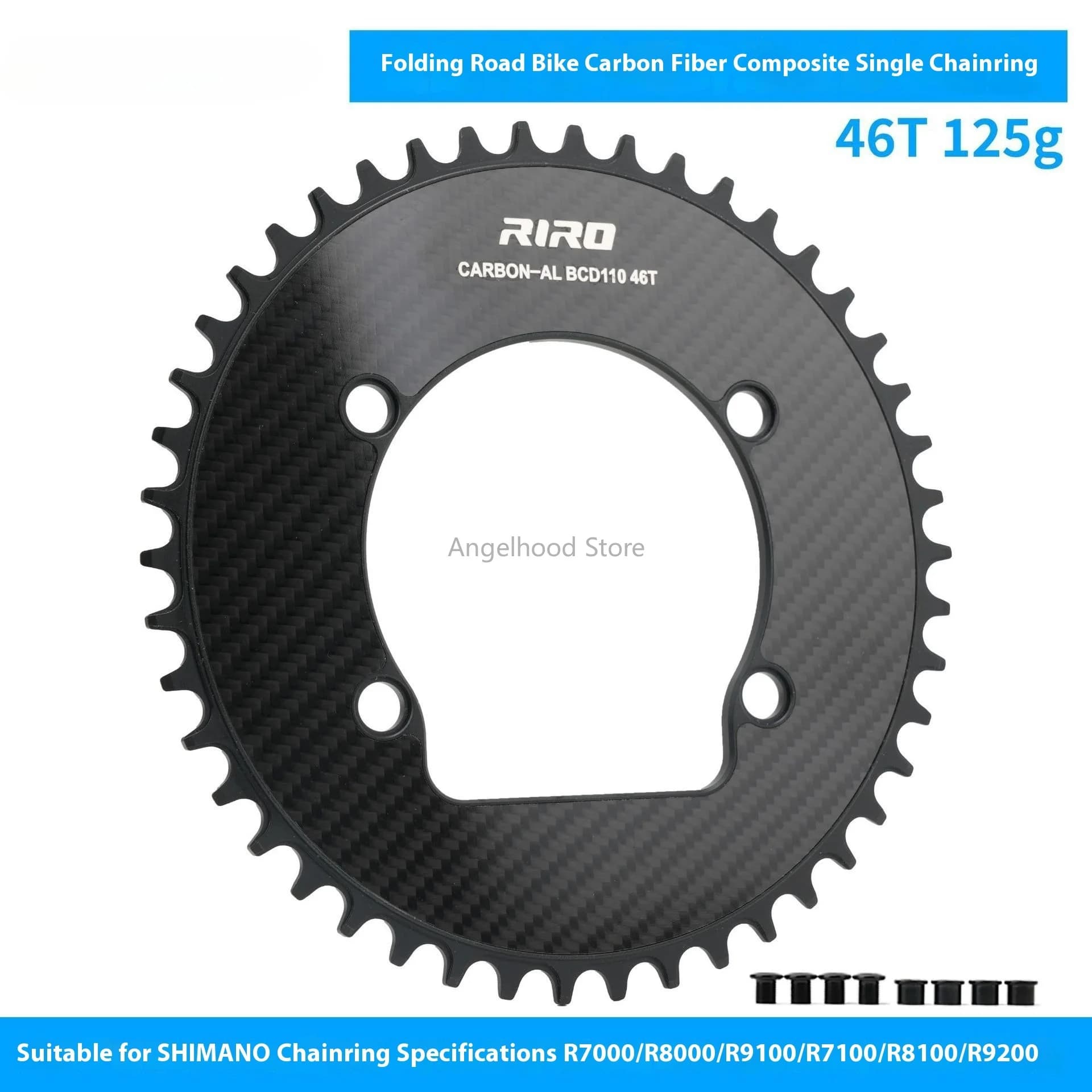 Corona in carbonio per bici 110 Bcd per Shimano R7000 R8000 R9100 R7100 R8100 R9200 Doppio disco ultraleggero 4 bulloni ruota dentata