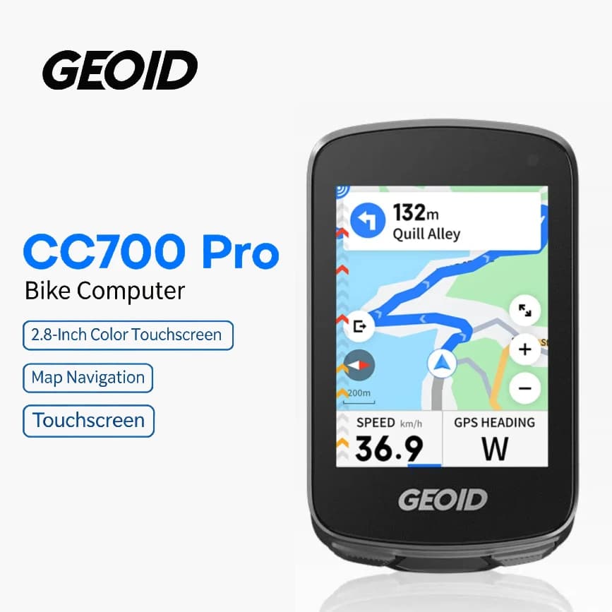 GEOID CC700 Pro Bicycle Computer with Touch Screen 2.8 Inch, GPS, Tachymeter and Navigation Cycling Maps