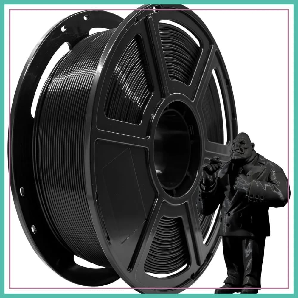 Filamento PLA 1.75mm, Bobina da 1kg per Stampante 3D, Precisione Dimensionale +/- 0.02mm, Facile da Usare per la Maggior Parte delle Stampanti FDM, Nero