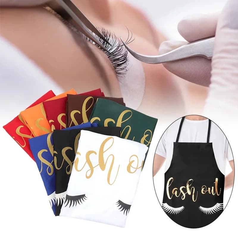 Grembiule da donna alla moda con motivo ciglia effetto bronzato, per cucina, pasticceria e pulizie domestiche, utensili da cucina