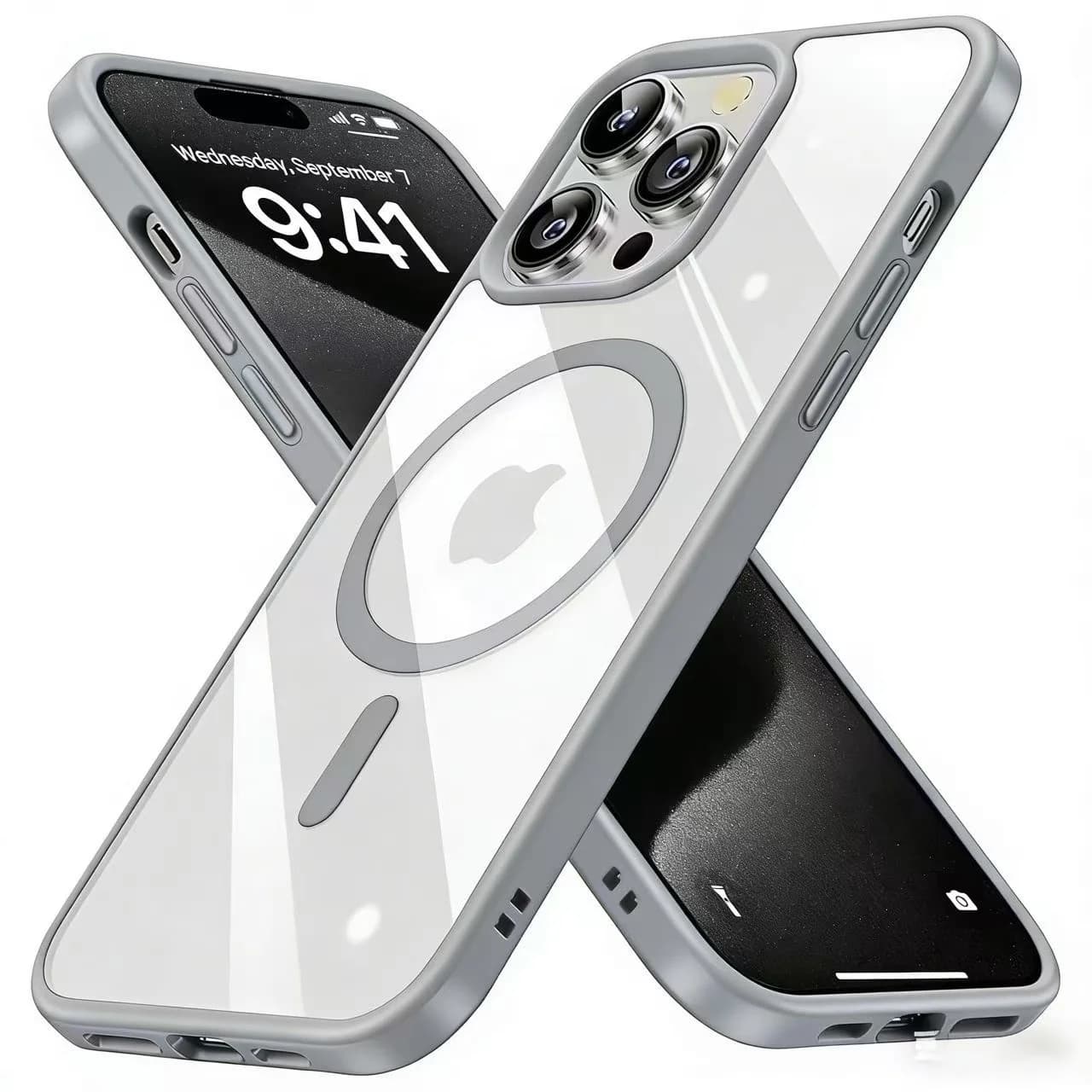 Custodia per telefono alla moda per iPhone 17 16 15 Pro Max 14 13 12 11 Pro, cover magnetica trasparente in acrilico per Magsafe