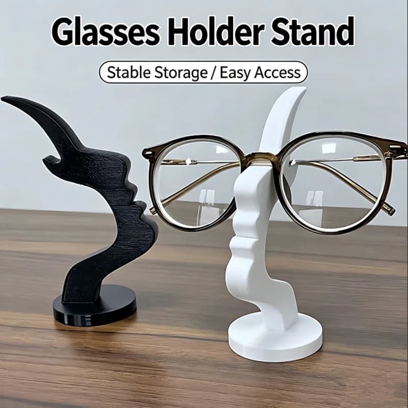 Side Profile-Shaped Eyeglass Holder, Unique Curved Eyeglass Holder, Decorative Item for Tabletop or Bedside Table