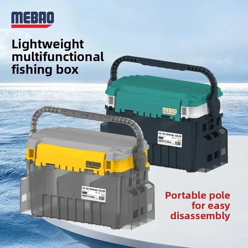 New 18L Multifunctional Double‑Layer Lure Fishing Box ABS Convenient Handle 707 Model Outdoor Angling Tackle Storage Gear Case