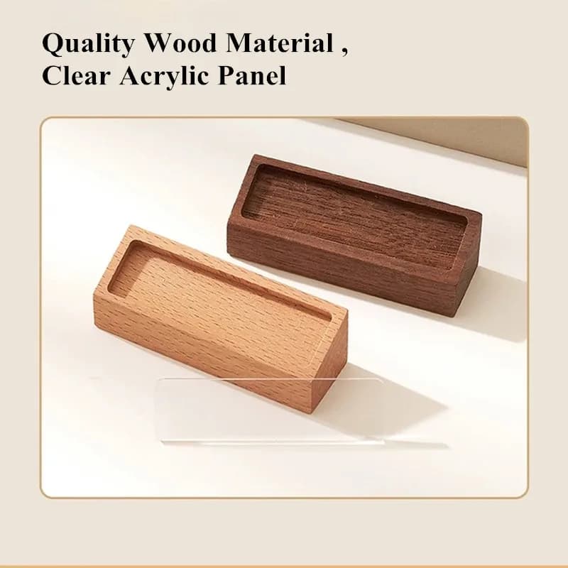 6 Pezzi Porta Etichette in Legno 68x18mm, Supporti per Cartelli in Acrilico, Espositori da Tavolo per Menu, Listini Prezzi, Porta Nomi in Carta