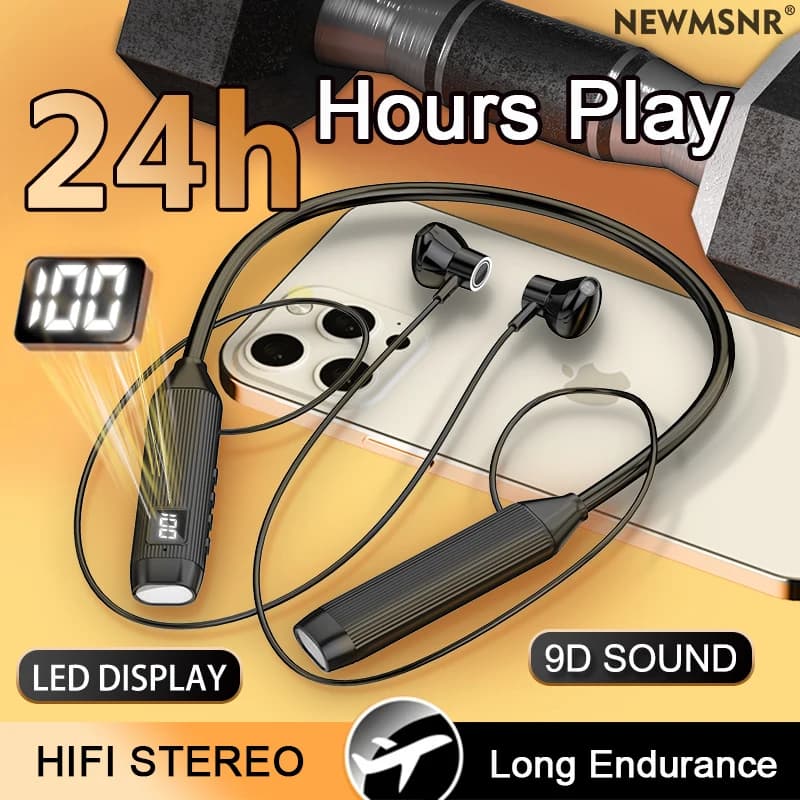 Display a LED TWS Cuffie wireless super potenti Auricolari Bluetooth Auricolari magnetici con archetto da collo Cuffie sportive Stereo con microfono HD
