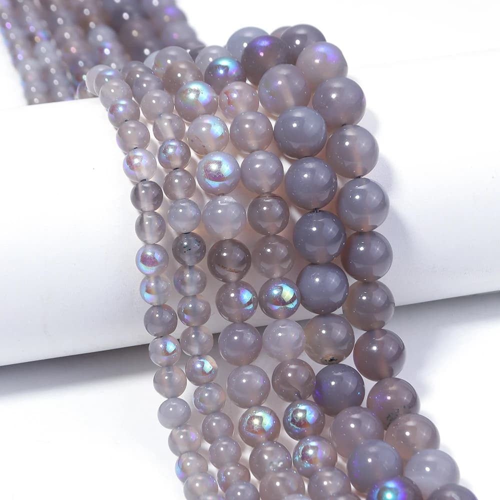 Apx 35-60pcs/strand Natural Stone Beads Labradorite Iridescent Round Loose Spacer Beads for DIY Necklace Bracelet Jewelry Making