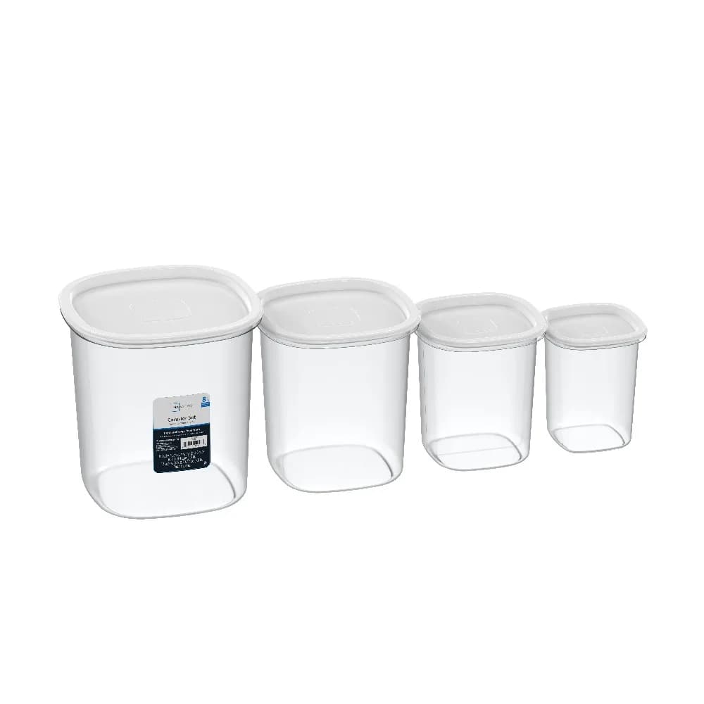 Mainstays 8-Piece Plastic Pantry Food Storage Container Set, Kitchen Pantry Organizer Canisters for Dry Food Storage and Pantry Organization