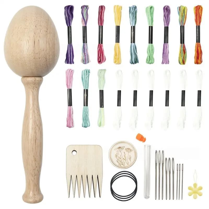 A84E-Set per Maglieria con Fungo da Maglieria in Legno e Ago per Riparare Calze, Cappelli, Maglioni